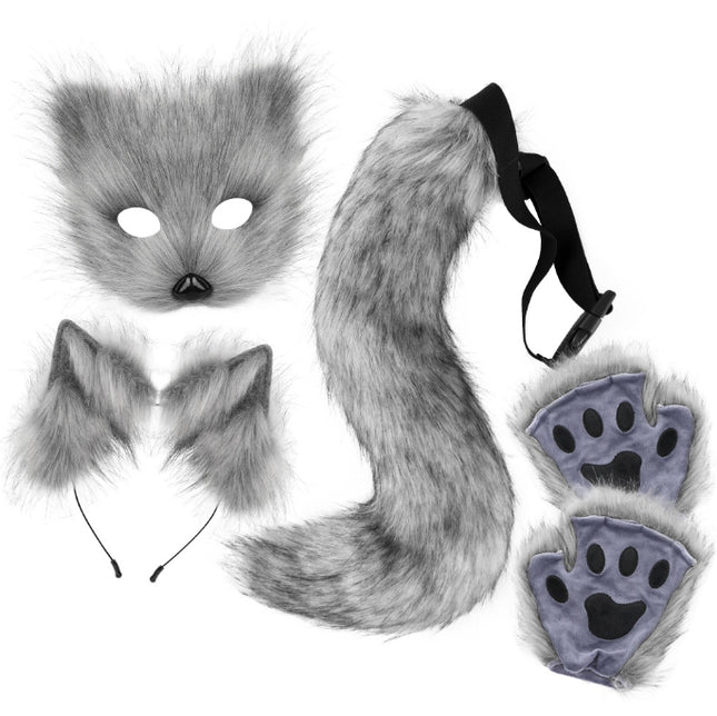 Dark grey Halloween Furry Fox Costume Set