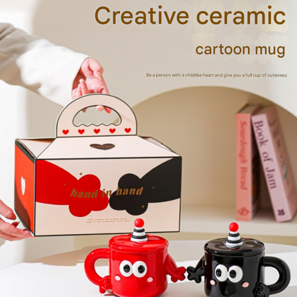 Red Quirky Ceramic Couples Mug Set - Fun and Unique Gift for Weddings and Special Occasions
