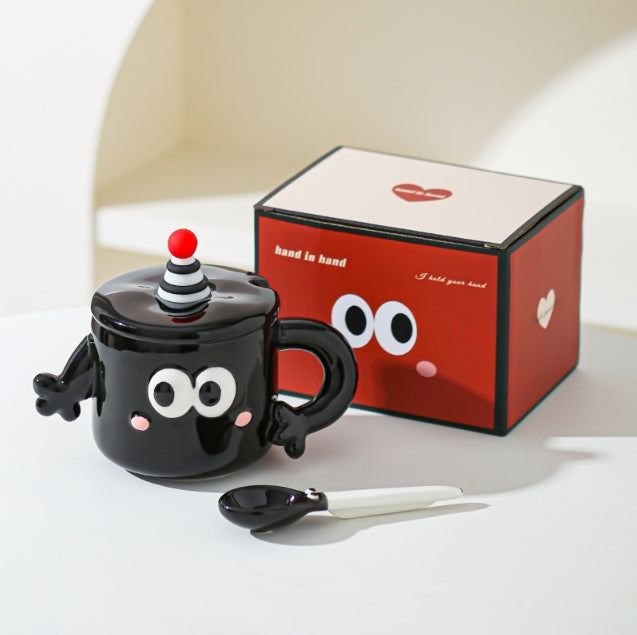 Black Quirky Ceramic Couples Mug Set