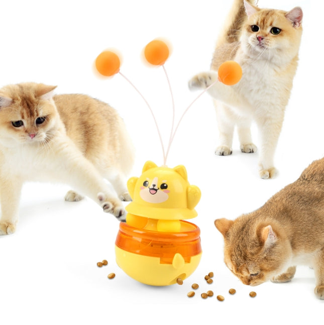 2-Piece Yellow Interactive Cat Tumbler Toy
