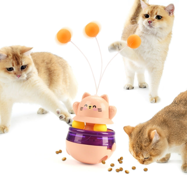 2-Piece Pink Interactive Cat Tumbler Toy