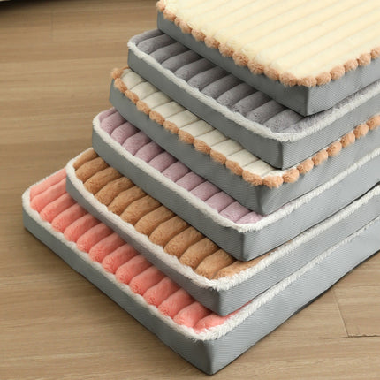 2-Piece White Sponge large pet bed - plush dog mat, detachable, washable, anti-slip base(50*40*8cm)