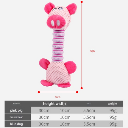 2-Piece Blue Long Neck Plush Dog Toy - Interactive Chew & Cuddle Toy for Puppies