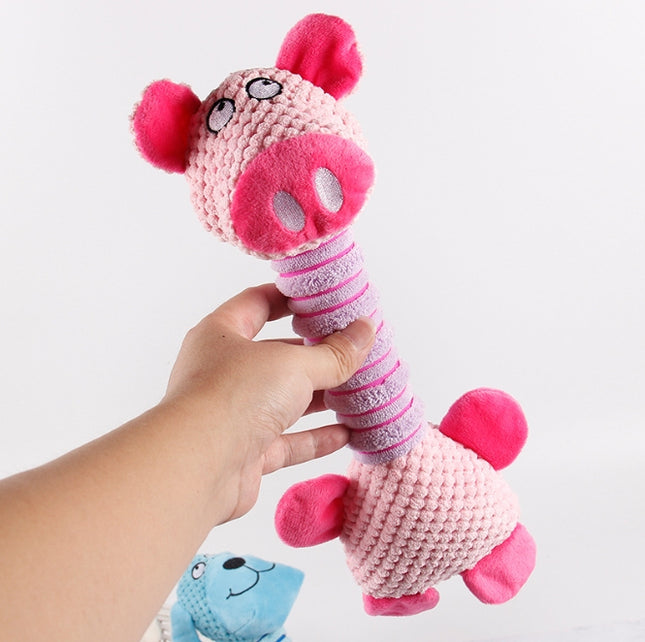 2-Piece Pink Long Neck Plush Dog Toy