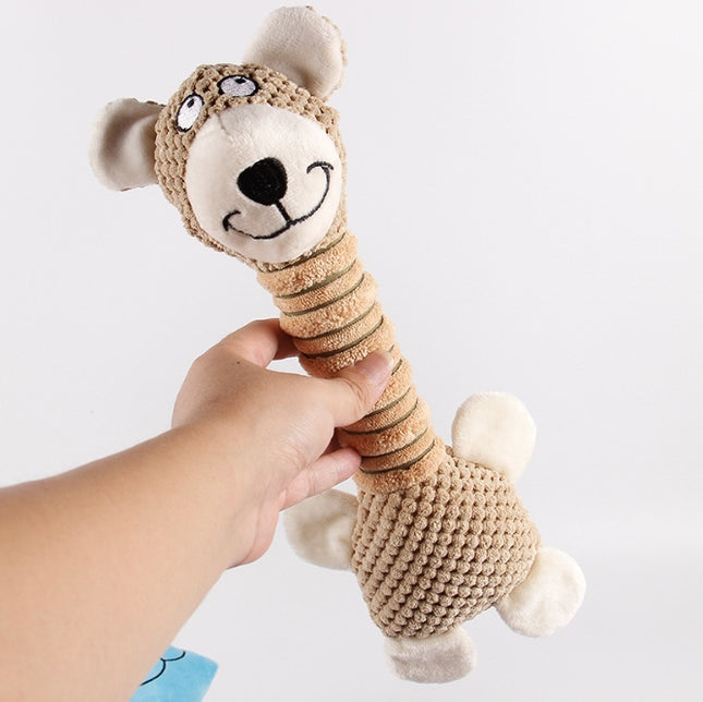 2-Piece Brown Long Neck Plush Dog Toy
