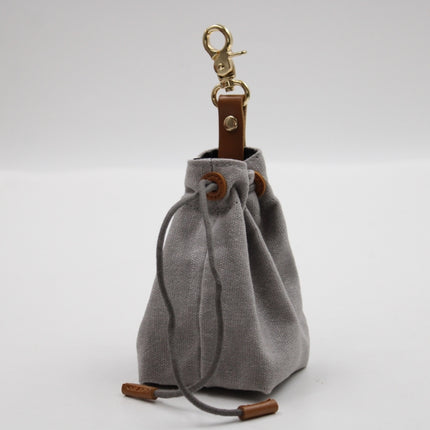 2-PCS Grey Clip-On Canvas Dog Treat Pouch - Portable Drawstring Bag for Training & Walks