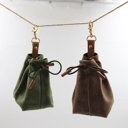 2-PCS Dark green Clip-On Canvas Dog Treat Pouch - Portable Drawstring Bag for Training & Walks