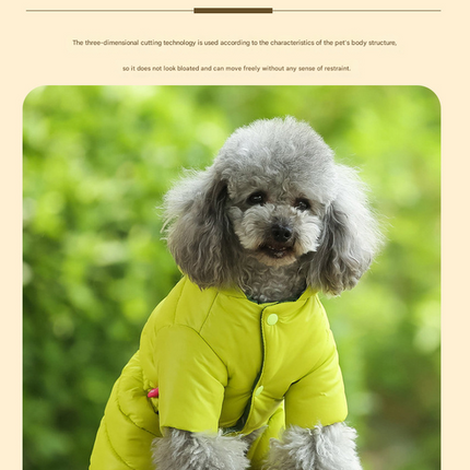 Turmeric Warm Puffer Dog Coat - Waterproof Four-Legged Winter Jumpsuit for Small Dogs