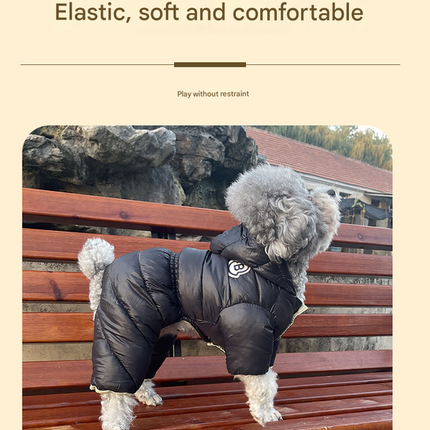 Turmeric Warm Puffer Dog Coat - Waterproof Four-Legged Winter Jumpsuit for Small Dogs