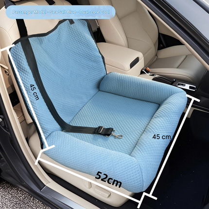 Dark blue Plush Dog Car Booster Seat - 2-in-1 Travel Bed for Small Dogs with Washable Cover