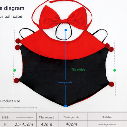 Orange Regal Vampire Pet Cape | Halloween & Christmas Costume Cloak with Bow & Pom-Poms for Dogs and Cats(Size M)