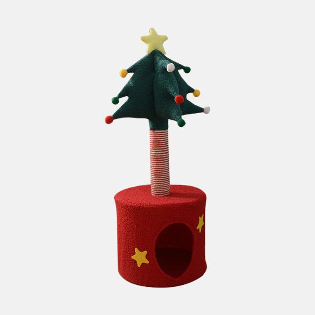 Festive Christmas Tree Cat Scratcher & Condo 2-In-1 Sisal Post