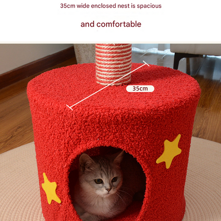 Festive Christmas Tree Cat Scratcher & Condo | 2-in-1 Sisal Post with Cozy Hideaway Bed