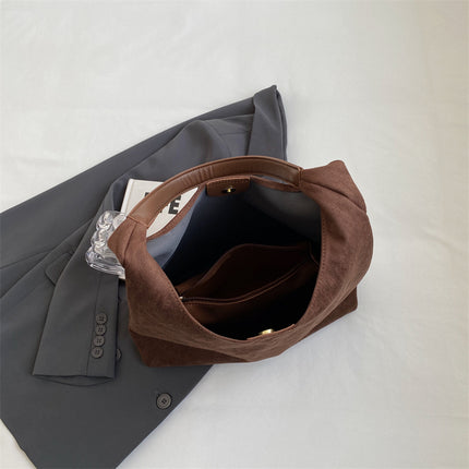 Beige Chic Faux Suede Tote Bag with Matching Pouch | Large Capacity Slouchy Shoulder Bag