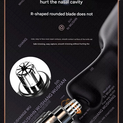 Orange Painless Electric Nose & Ear Hair Trimmer - USB-C Rechargeable Grooming Tool with LED Battery Display for Men and Women