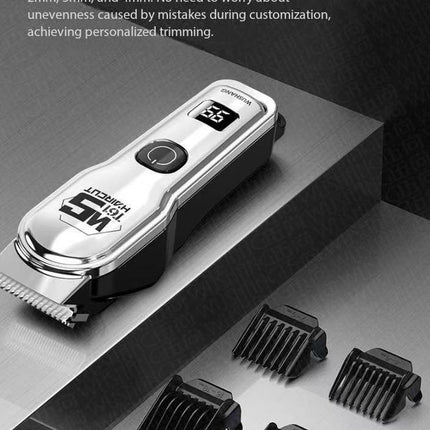Black Professional Cordless Hair Clippers - USB Rechargeable Trimmer with LED Display for Barbers & Home Grooming