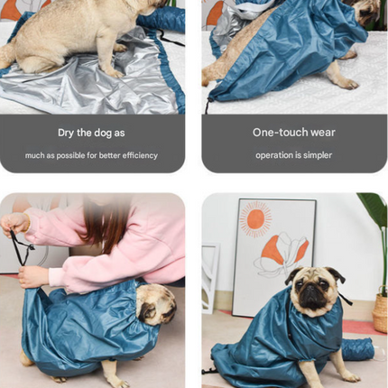 Portable Pet Grooming Dryer Bag - Hands-Free Quick-Drying Coat for Dogs & Cats After Bath(Size L)