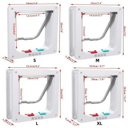 Secure 4-Way Locking Pet Door for Cats & Small Dogs - Easy Access Flap for Doors, Walls & Glass(Size M)