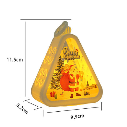 White Christmas tree Charming Christmas Scene Mini Lanterns (Set of 3) - Battery Operated LED Lights for a Cozy Holiday Glow