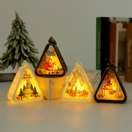 Bronze color Santa Claus Charming Christmas Scene Mini Lanterns (Set of 3) - Battery Operated LED Lights for a Cozy Holiday Glow