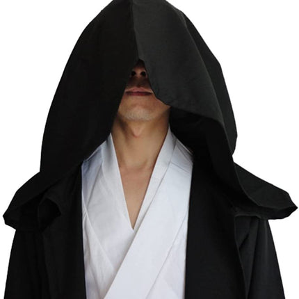 Blue Shadow Wanderer Hooded Cape - Premium Velvet Robe for Jedi, Wizard & Medieval Cosplay