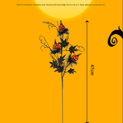 Halloween Black Twig & Pumpkin Stems (2-Pack) - Artificial Floral Picks for Spooky Arrangements