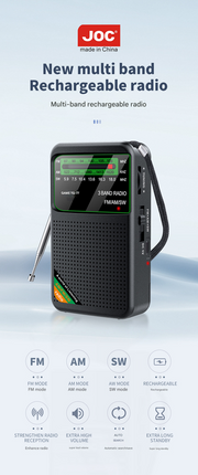 Golden JOC TG-77 Multi-Band Rechargeable Radio for Seniors - Automatic Channel Search, FM/AM/SW Bands