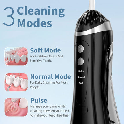 Pink Cordless Water Flosser & Oral Irrigator - Portable Teeth Cleaner with 3 Modes & 4 Jet Tips