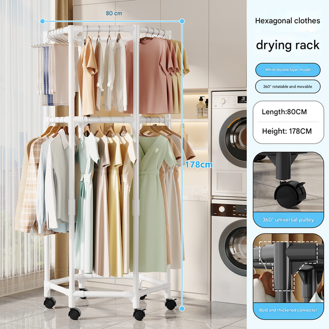 White double layer 360 Degree Rotating Portable Garment Rack