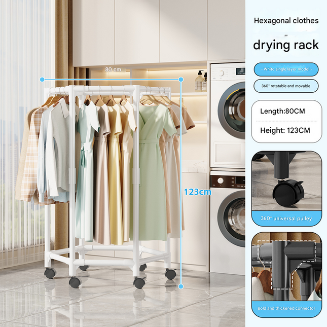 White single layer 360 Degree Rotating Portable Garment Rack
