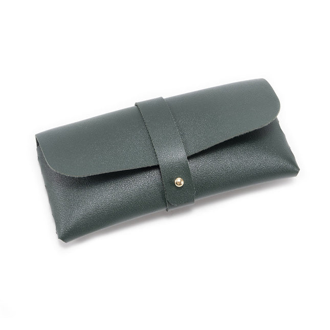 3-Pieces Green Chic & Sleek PU Leather Soft Eyeglass Case