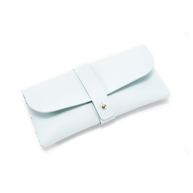 3-Pieces Sky blue Chic & Sleek PU Leather Soft Eyeglass Case