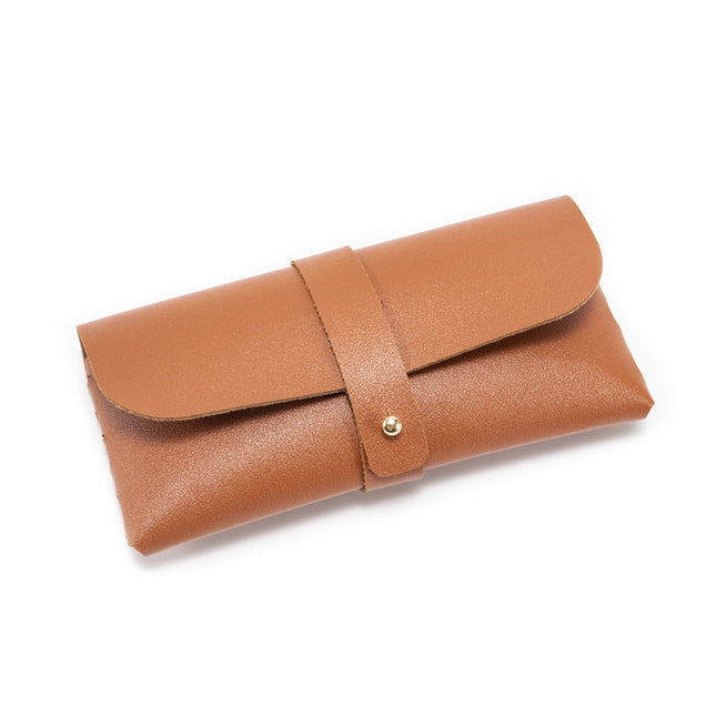 3-Pieces brown Chic & Sleek PU Leather Soft Eyeglass Case