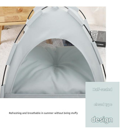 Green Premium Portable Pet Tent Bed with Cooling Mat - Breathable Foldable Outdoor Indoor Cat Dog House Shelter for Summer(Size: M)