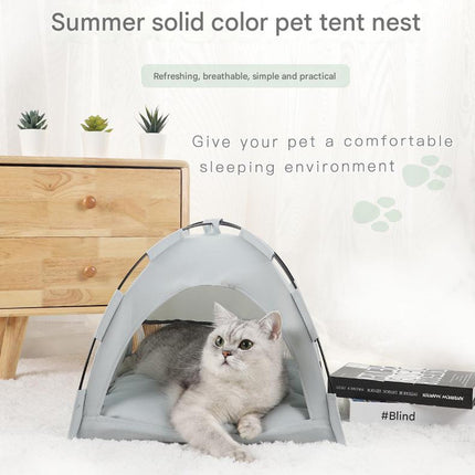 Green Premium Portable Pet Tent Bed with Cooling Mat - Breathable Foldable Outdoor Indoor Cat Dog House Shelter for Summer(Size: L)
