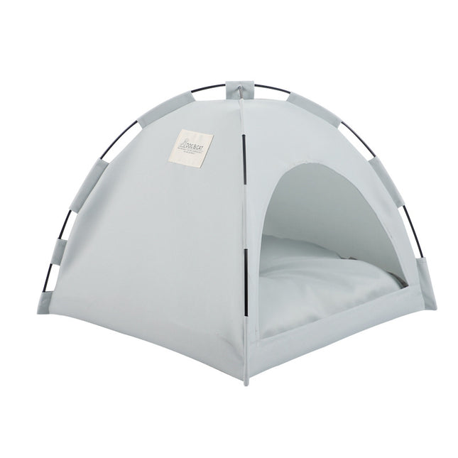 Grey Premium Portable Pet Tent Bed with Cooling Mat