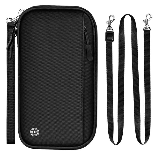 Black RFID Blocking Travel Wallet