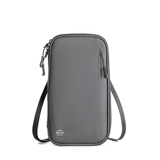 Grey RFID Blocking Travel Wallet