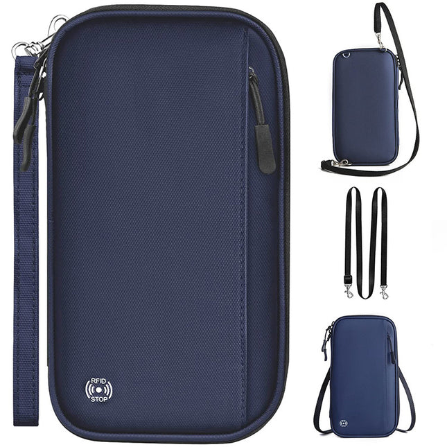 Dark blue RFID Blocking Travel Wallet