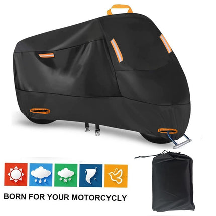Heavy Duty 213D Waterproof Motorcycle Cover - All Season Outdoor Protection with Lock Holes & Windproof Buckles(Size: 3XL)