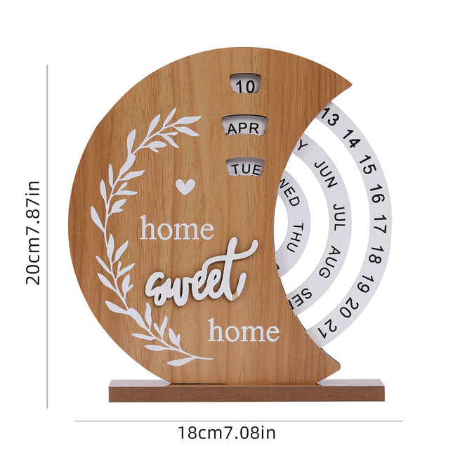 Moon Style Rustic Wooden Perpetual Calendar