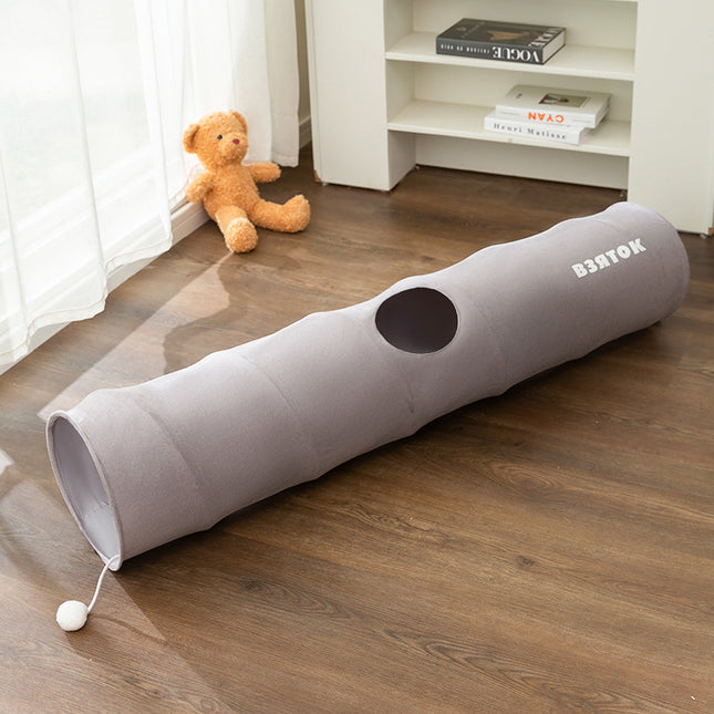 Grey Premium Soft Suede Cat Tunnel