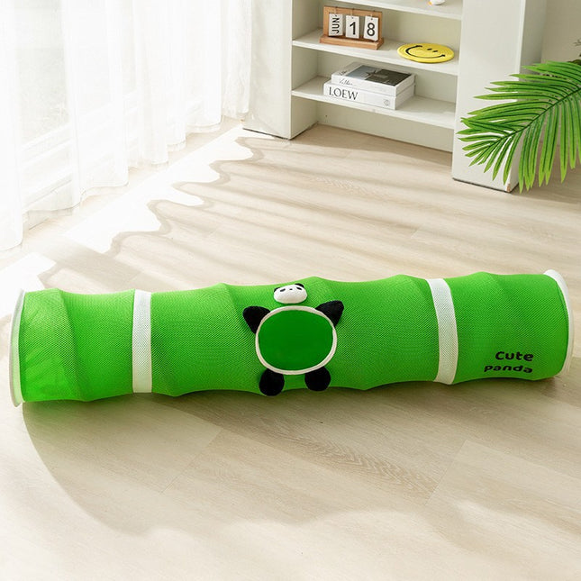Green bamboo panda Premium Soft Suede Cat Tunnel