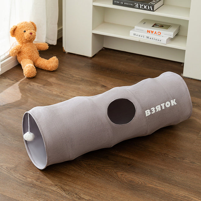 Grey Premium Soft Suede Cat Tunnel
