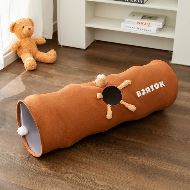 Brown bear Premium Soft Suede Cat Tunnel