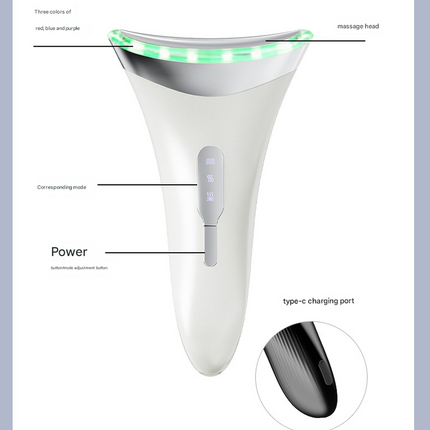 MJ-400 white Rechargeable EMS Facial & Neck Sculpting Device - 3-in-1 LED Light Therapy Massager(Seven Colors)