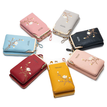 Yellow Chic Embroidered Crossbody Phone Wallet – design and finish