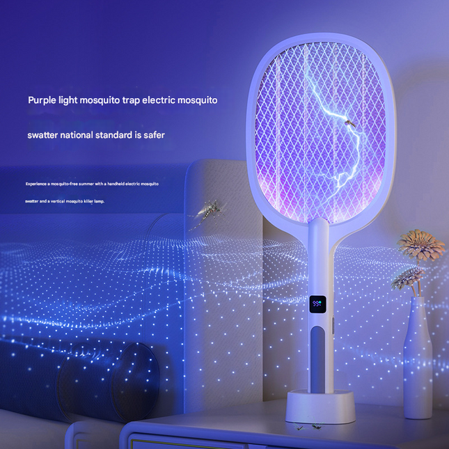 White Rechargeable 2-in-1 Bug Zapper Racket – product detail