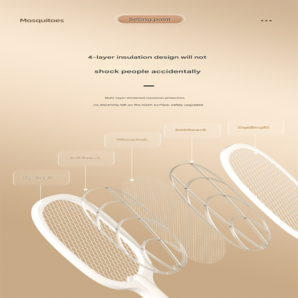 White Rechargeable 2-in-1 Bug Zapper Racket – design and finish