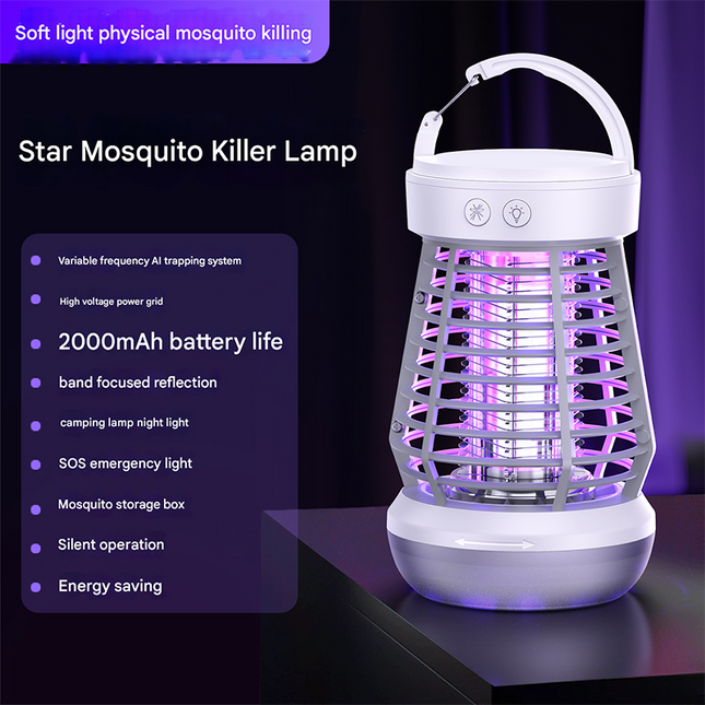 White Rechargeable 3-in-1 Bug Zapper Lantern